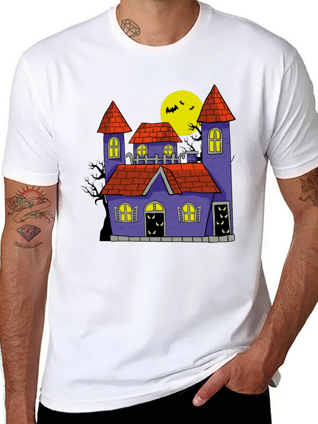 Spooky Castle Graphic Tee Halloween Shirt