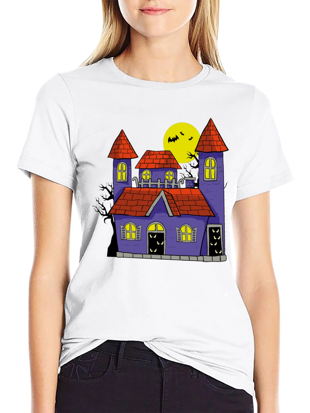 Spooky Castle Graphic Tee Halloween Shirt