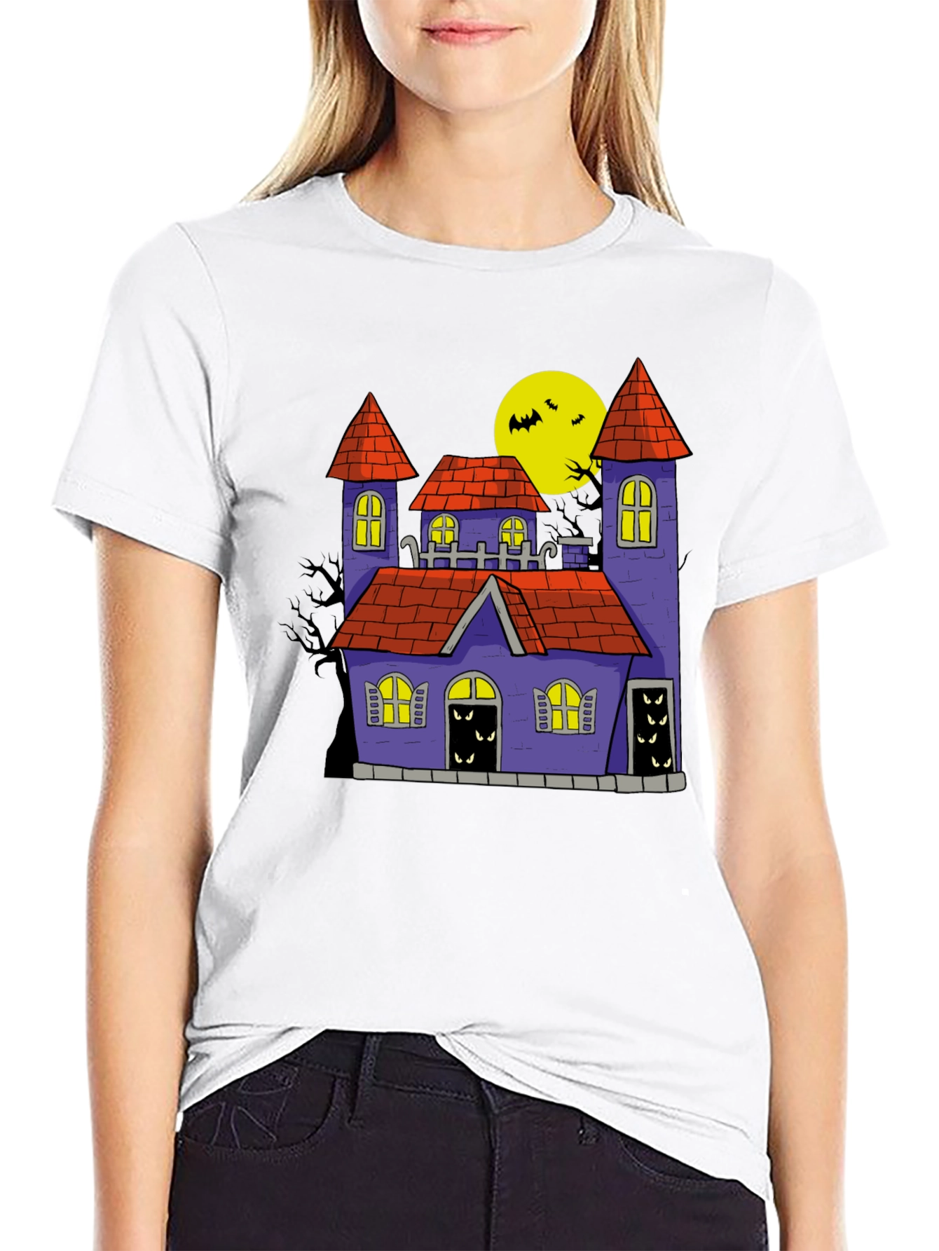 Spooky Castle Graphic Tee Halloween Shirt