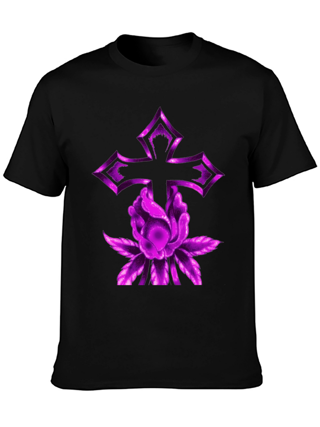 Purple Cross & Flower Graphic Tee