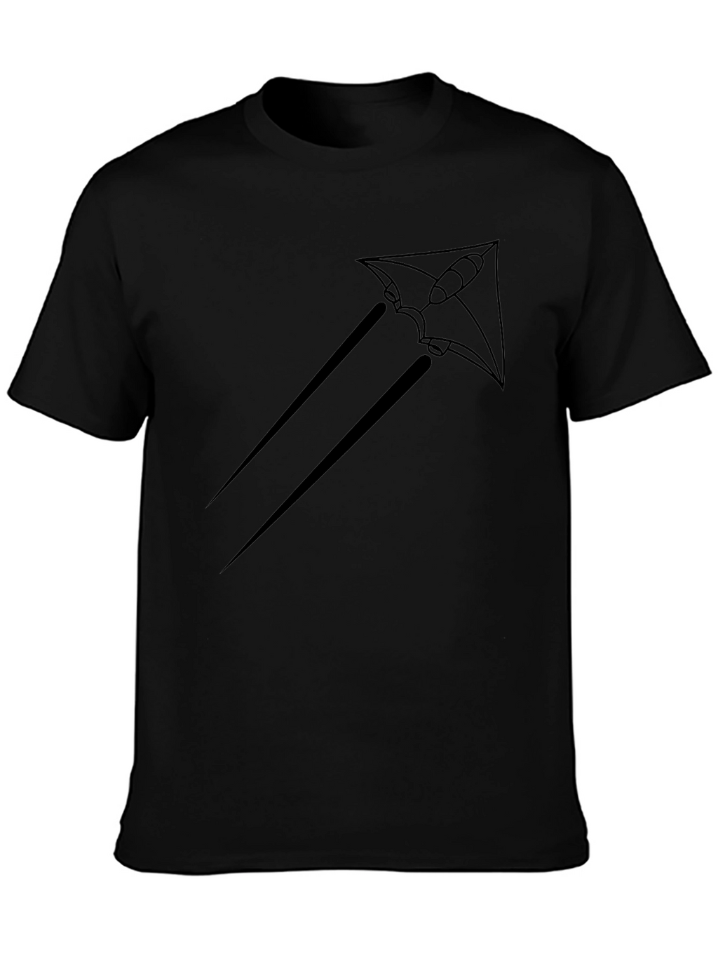 Black T-Shirt with Rocket Kite Graphic