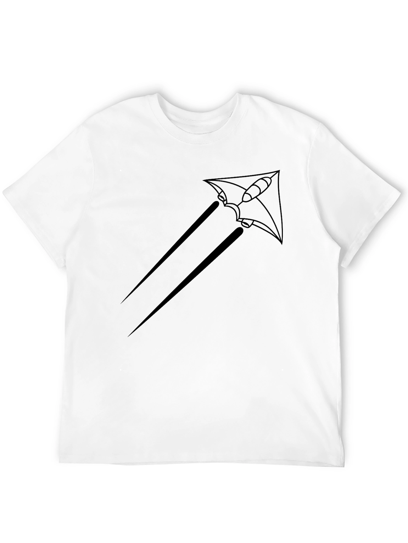 Black T-Shirt with Rocket Kite Graphic