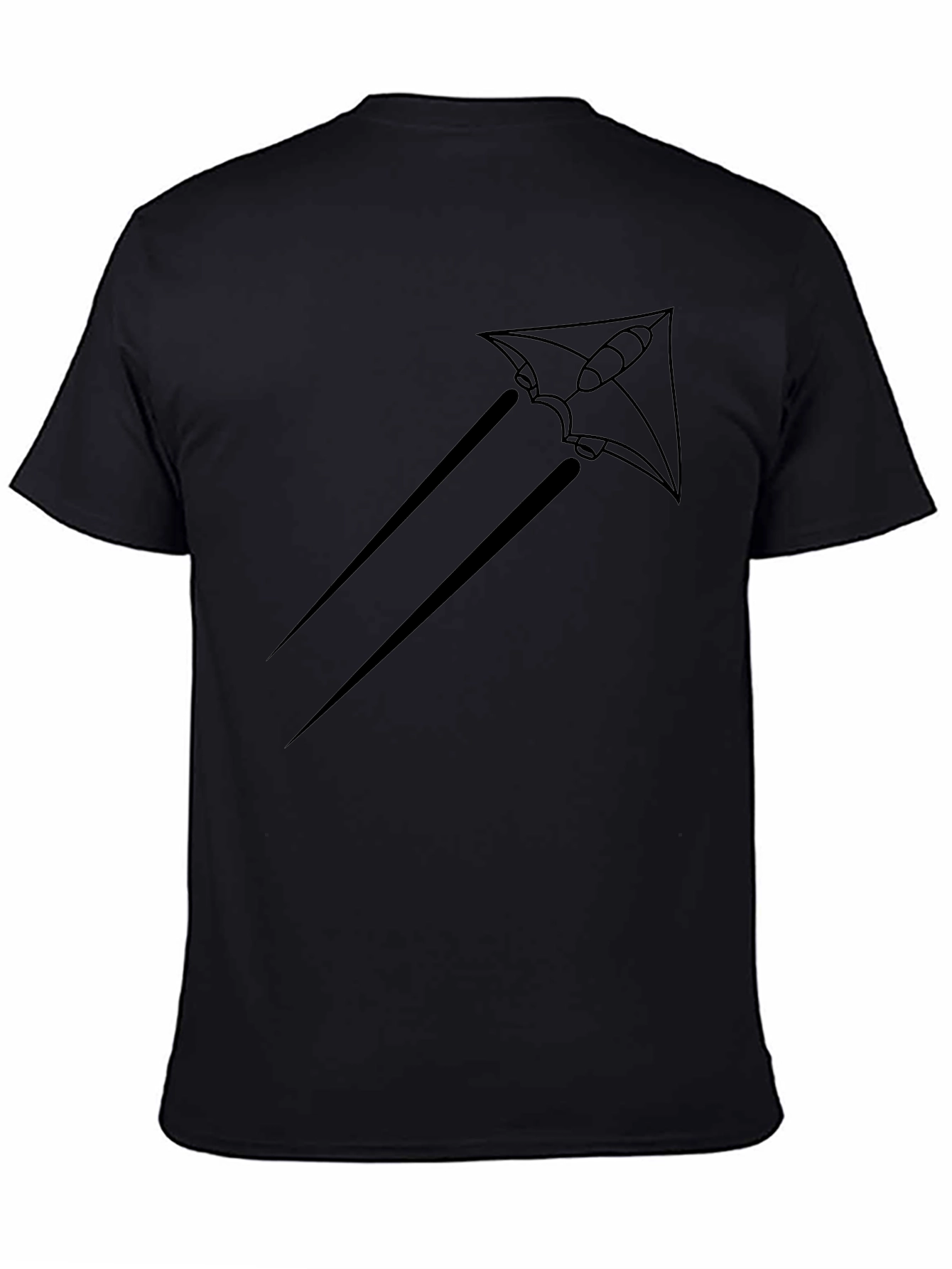 Black T-Shirt with Rocket Kite Graphic