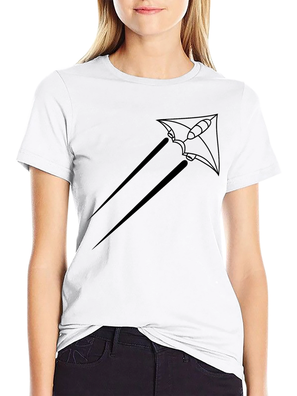 Black T-Shirt with Rocket Kite Graphic