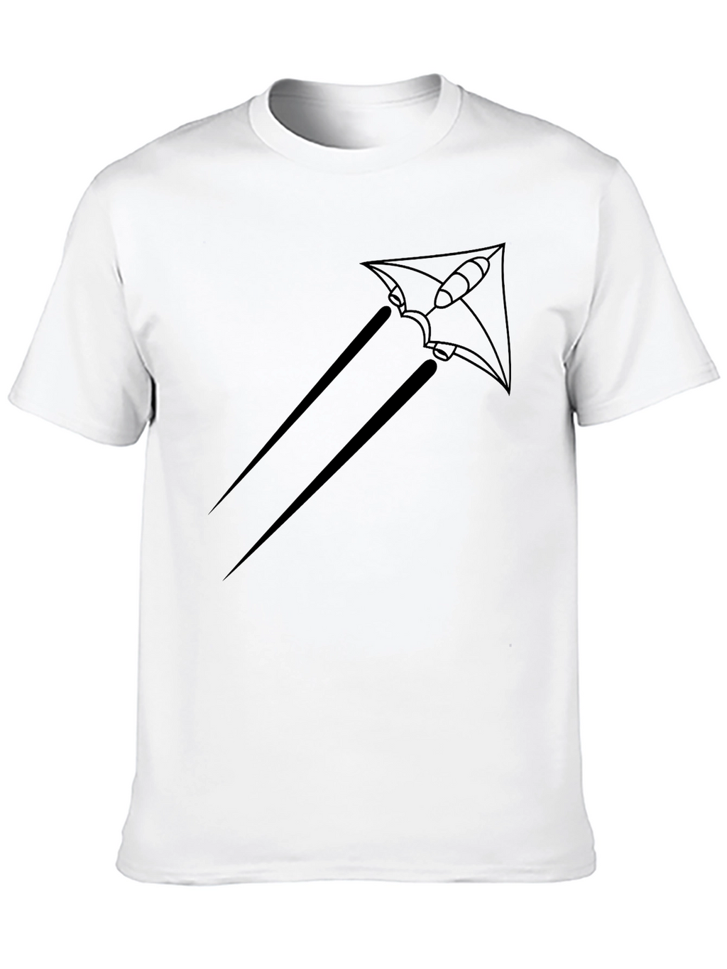 Black T-Shirt with Rocket Kite Graphic