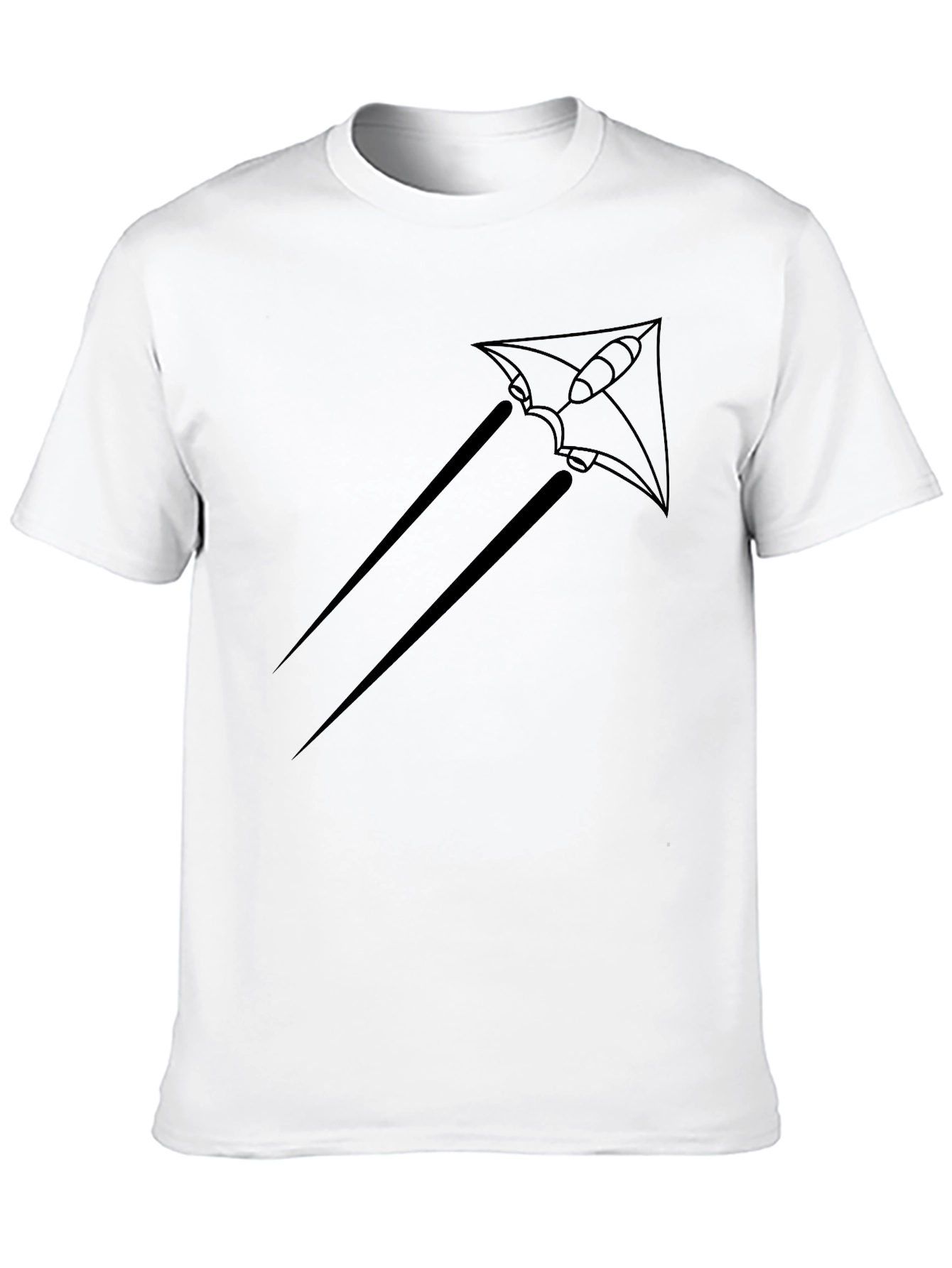 Black T-Shirt with Rocket Kite Graphic