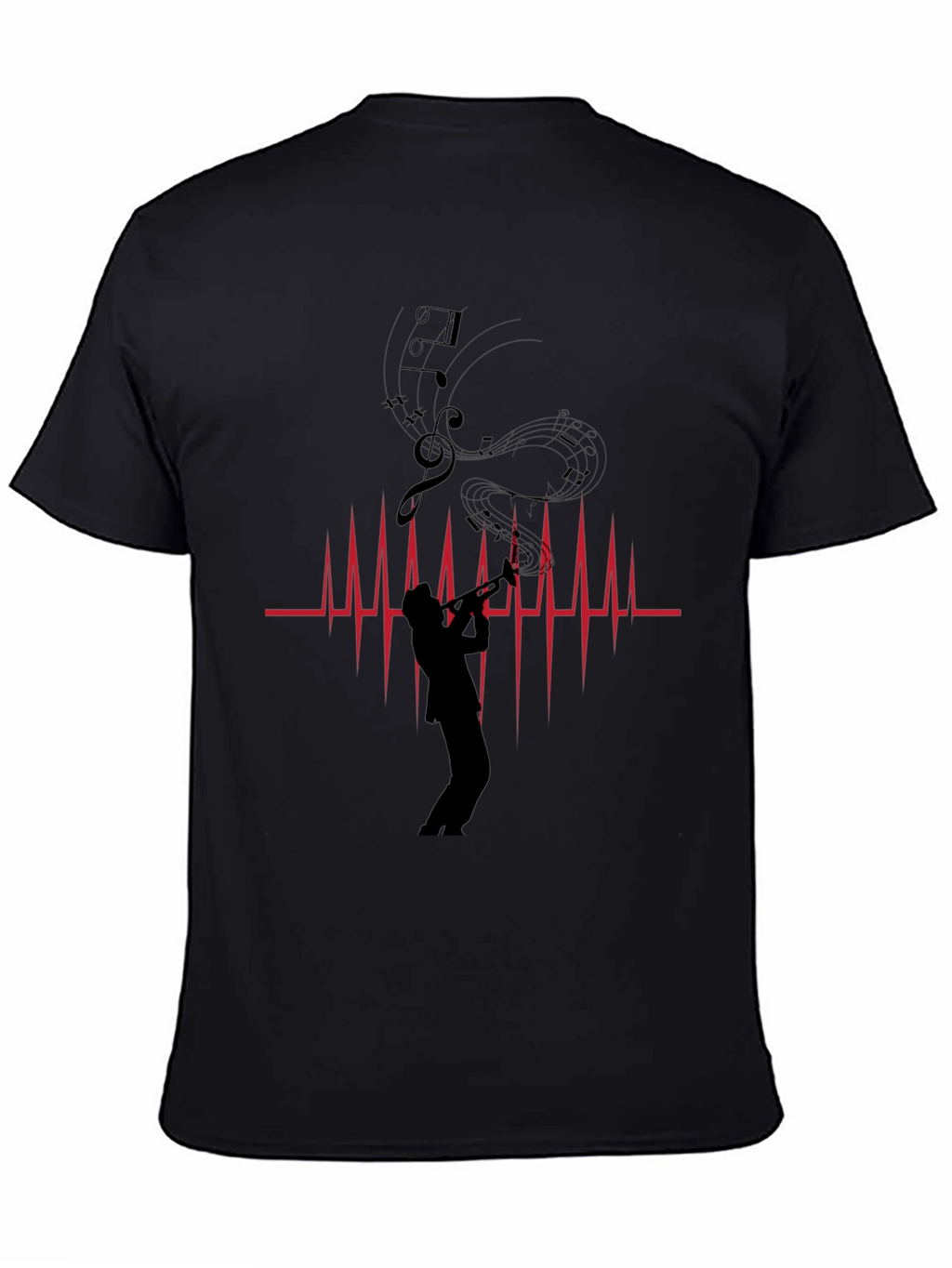 Musician Heartbeat Graphic Tee - Black