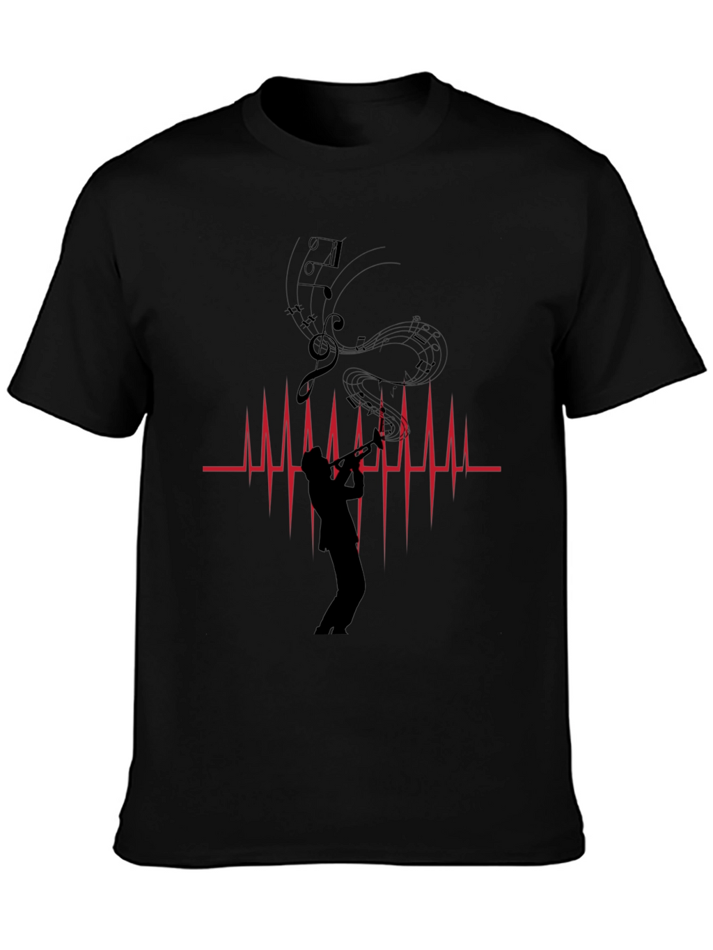Musician Heartbeat Graphic Tee - Black