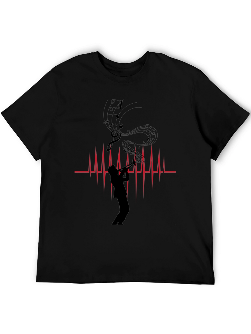 Musician Heartbeat Graphic Tee - Black