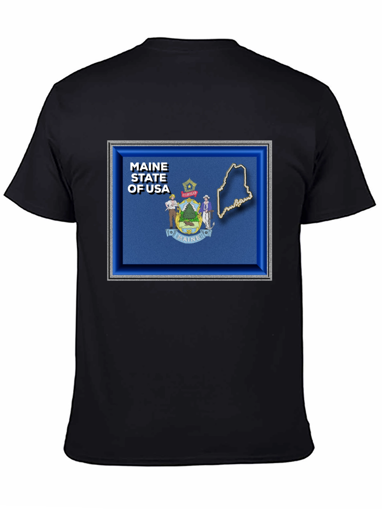 Maine State USA T-Shirt - Black Graphic Tee