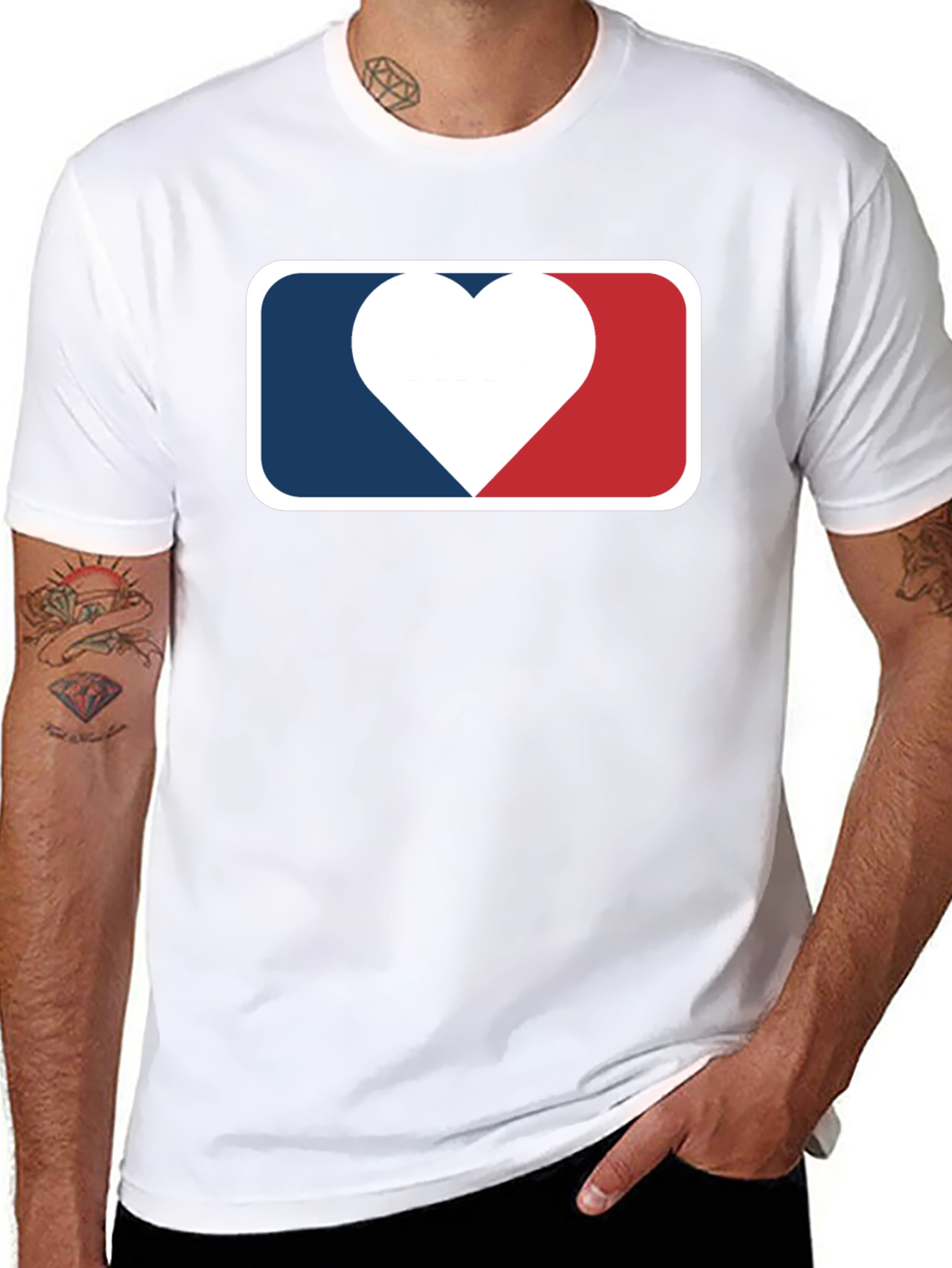 Heart Baseball Logo Black T-Shirt
