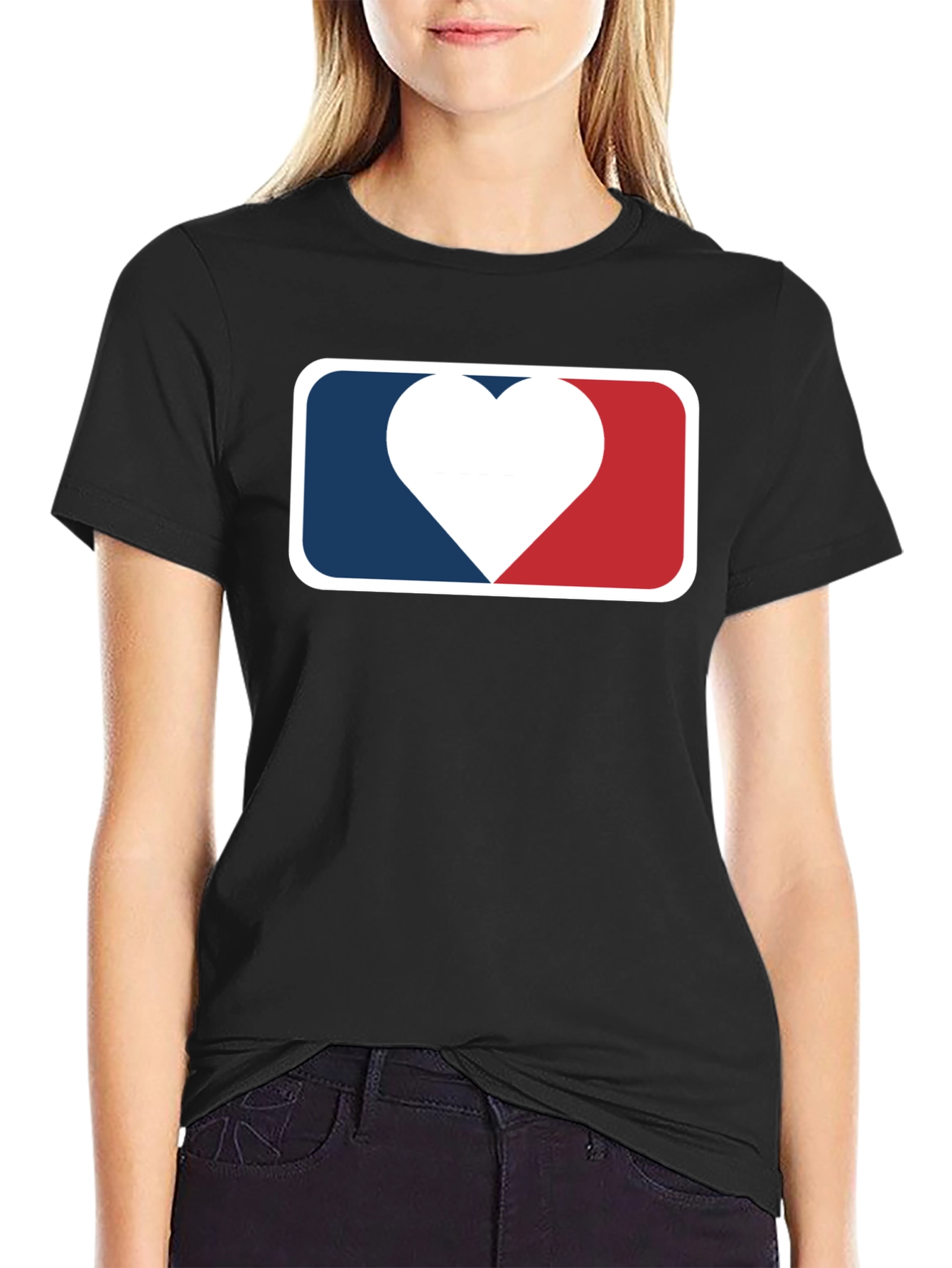 Heart Baseball Logo Black T-Shirt