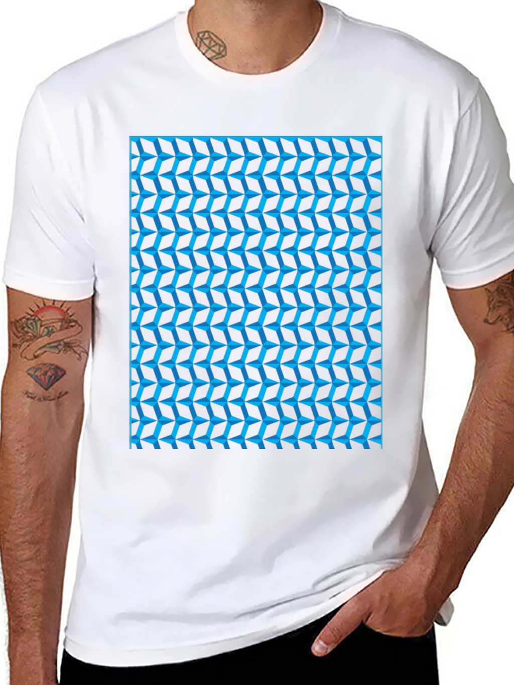 Abstract Geometric Print Black T-Shirt