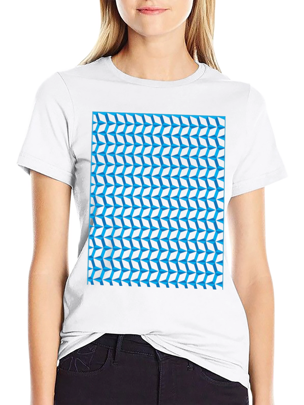 Abstract Geometric Print Black T-Shirt