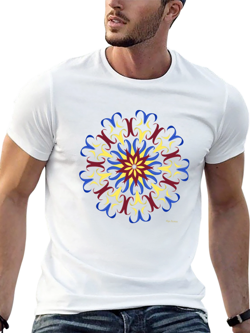 Geometric Mandala Print Black T-Shirt