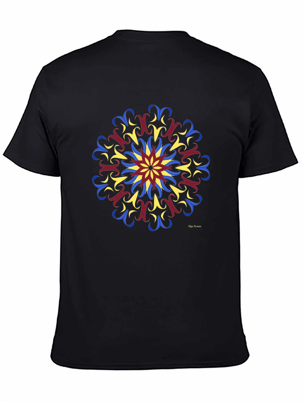 Geometric Mandala Print Black T-Shirt