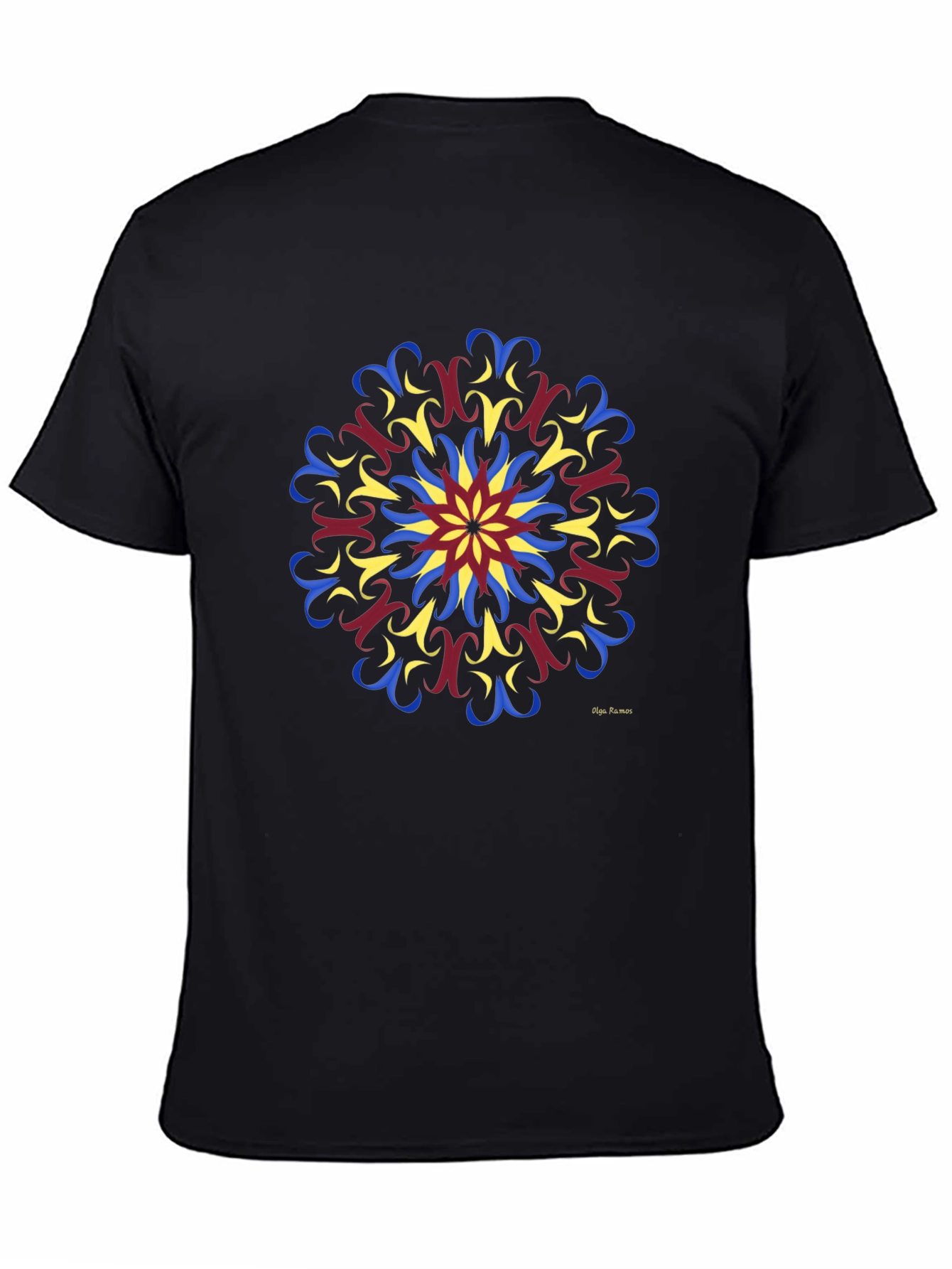 Geometric Mandala Print Black T-Shirt