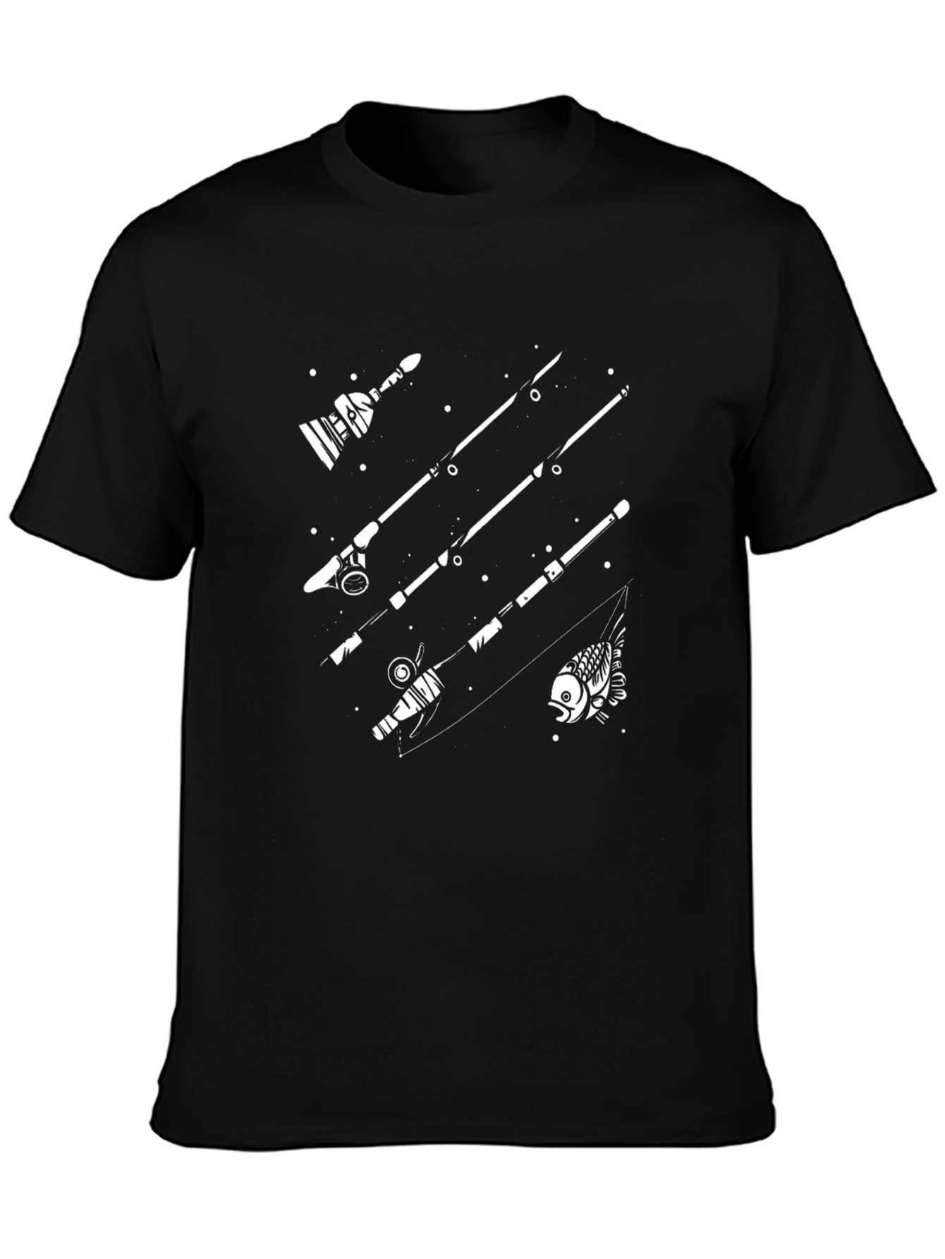 Fishing Rod Graphic T-Shirt - Black