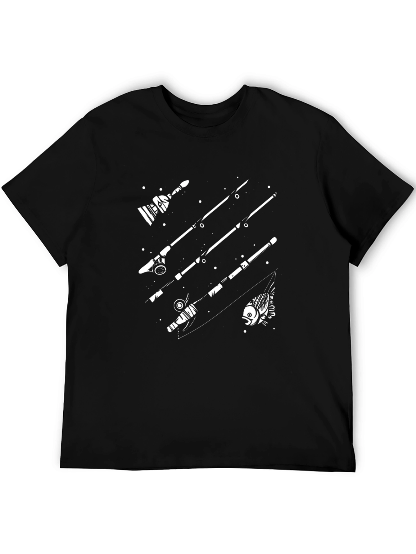 Fishing Rod Graphic T-Shirt - Black