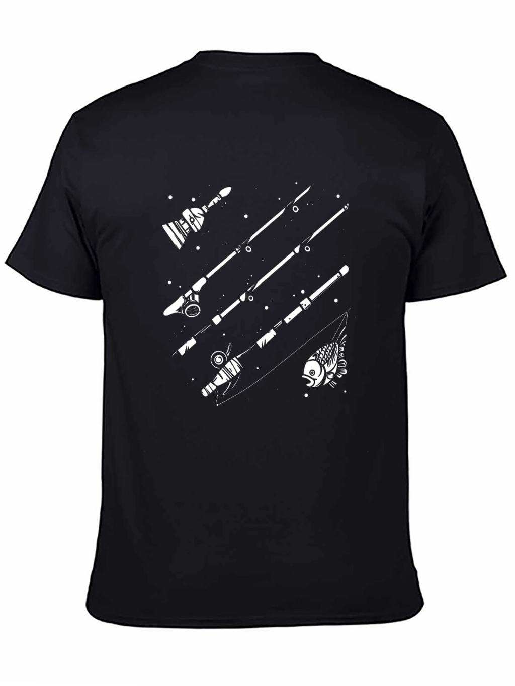 Fishing Rod Graphic T-Shirt - Black