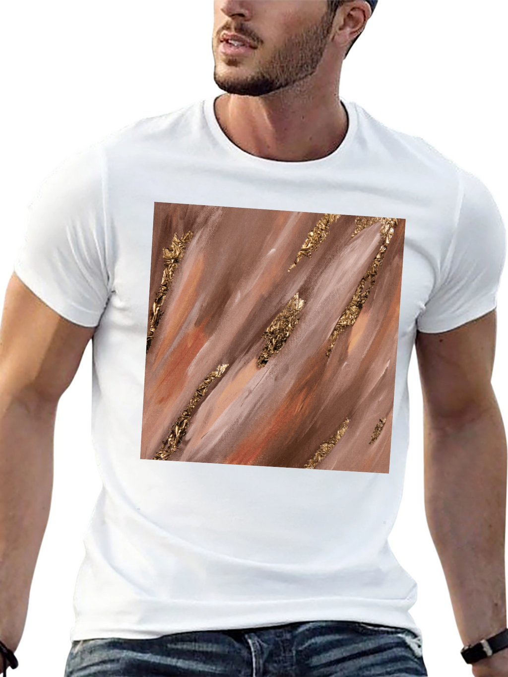 Abstract Gold Foil Accent T-Shirt