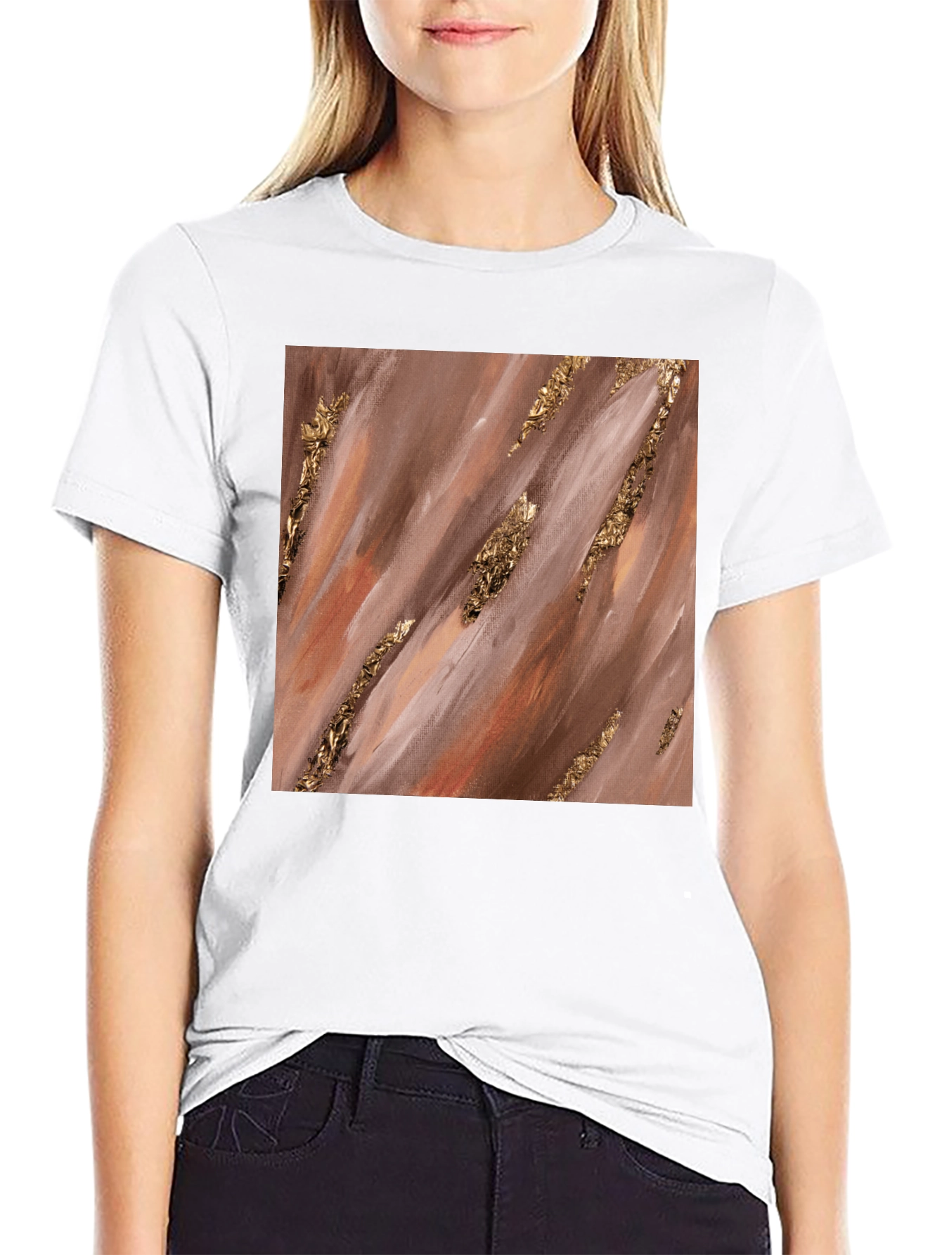 Abstract Gold Foil Accent T-Shirt