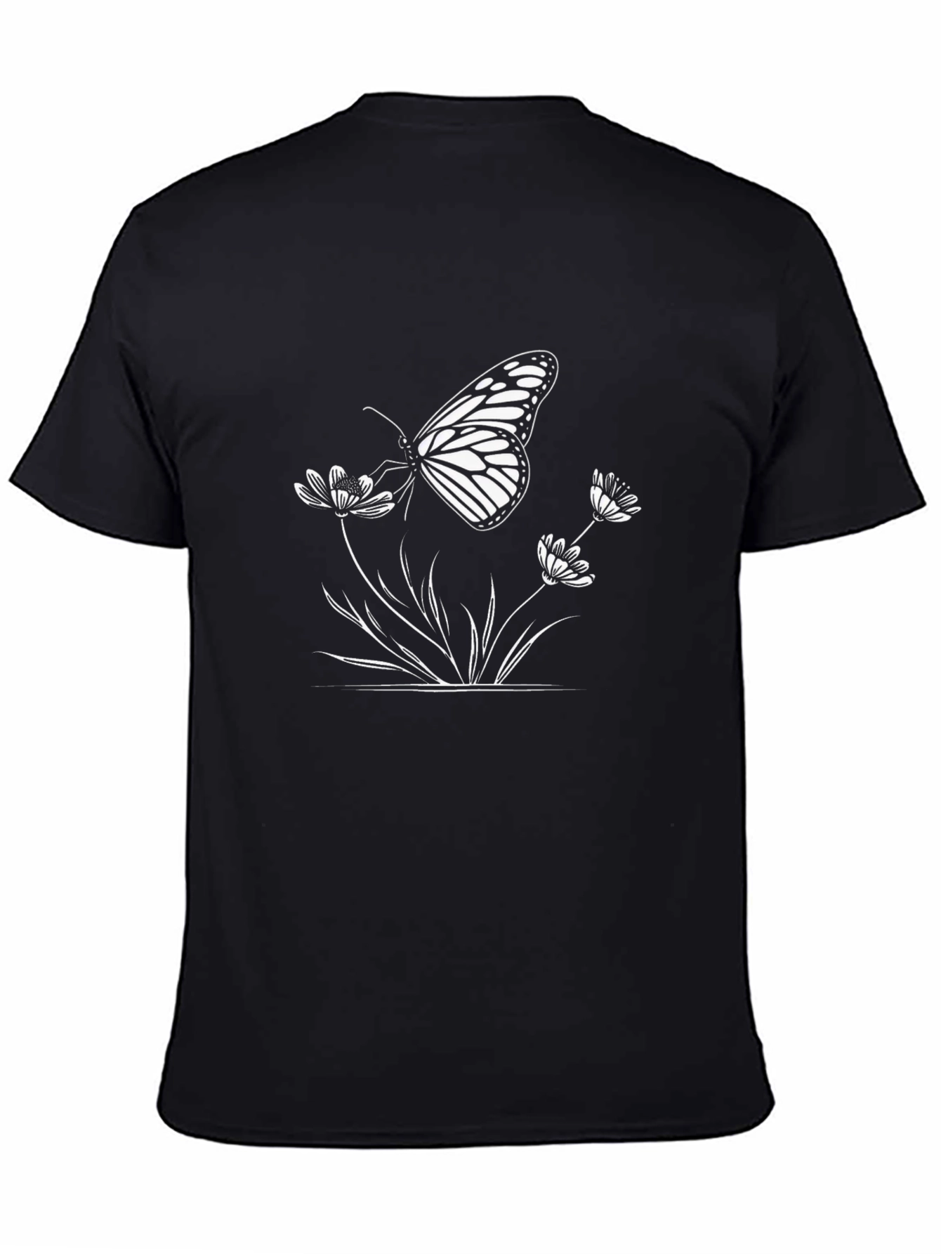 Butterfly Floral Graphic Tee - Black