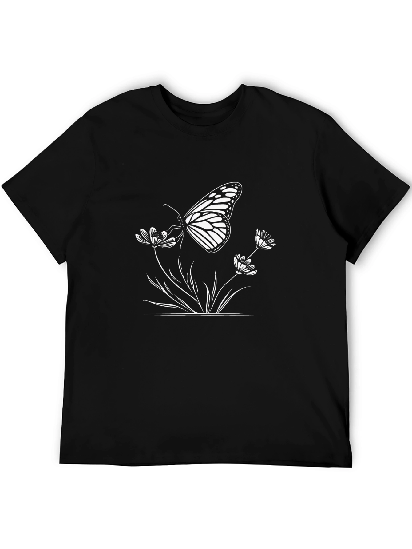 Butterfly Floral Graphic Tee - Black