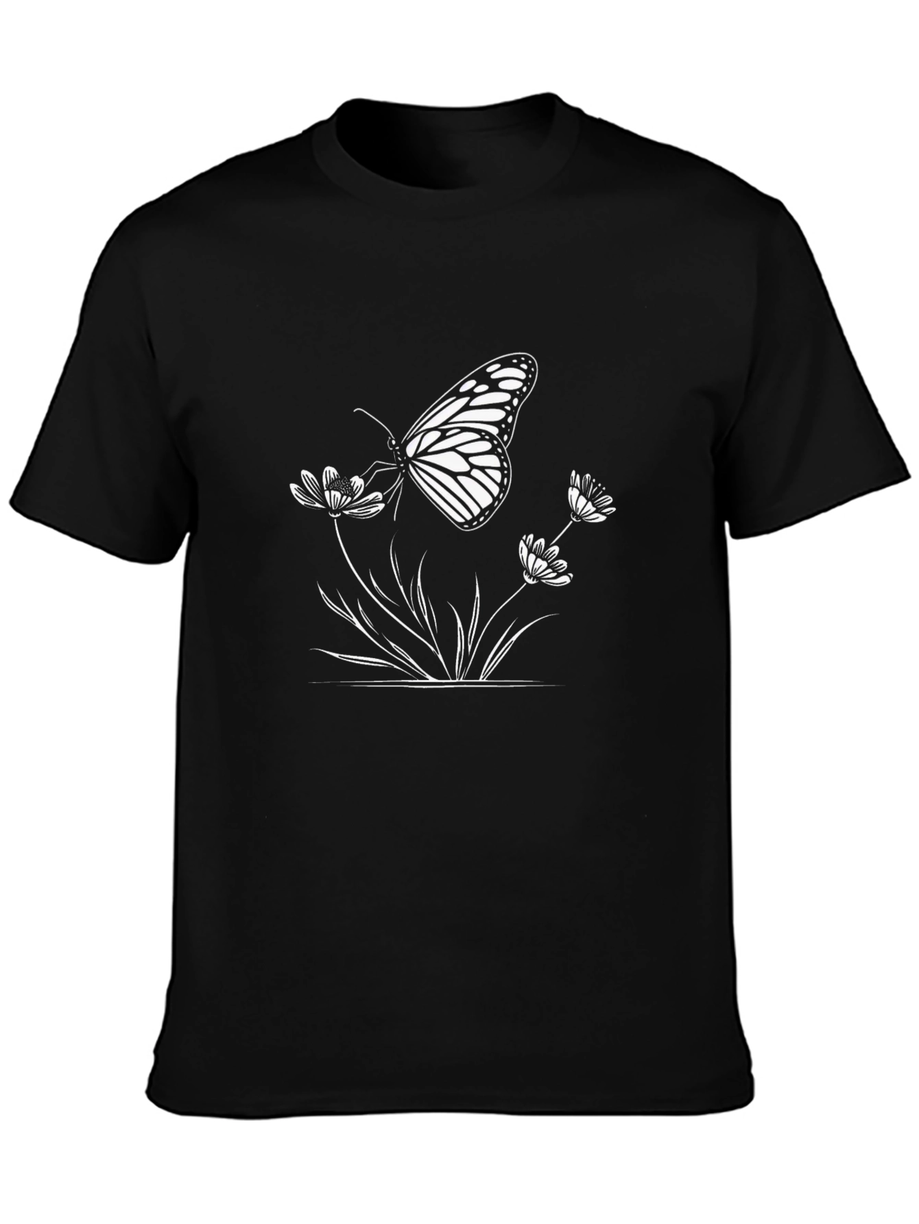 Butterfly Floral Graphic Tee - Black