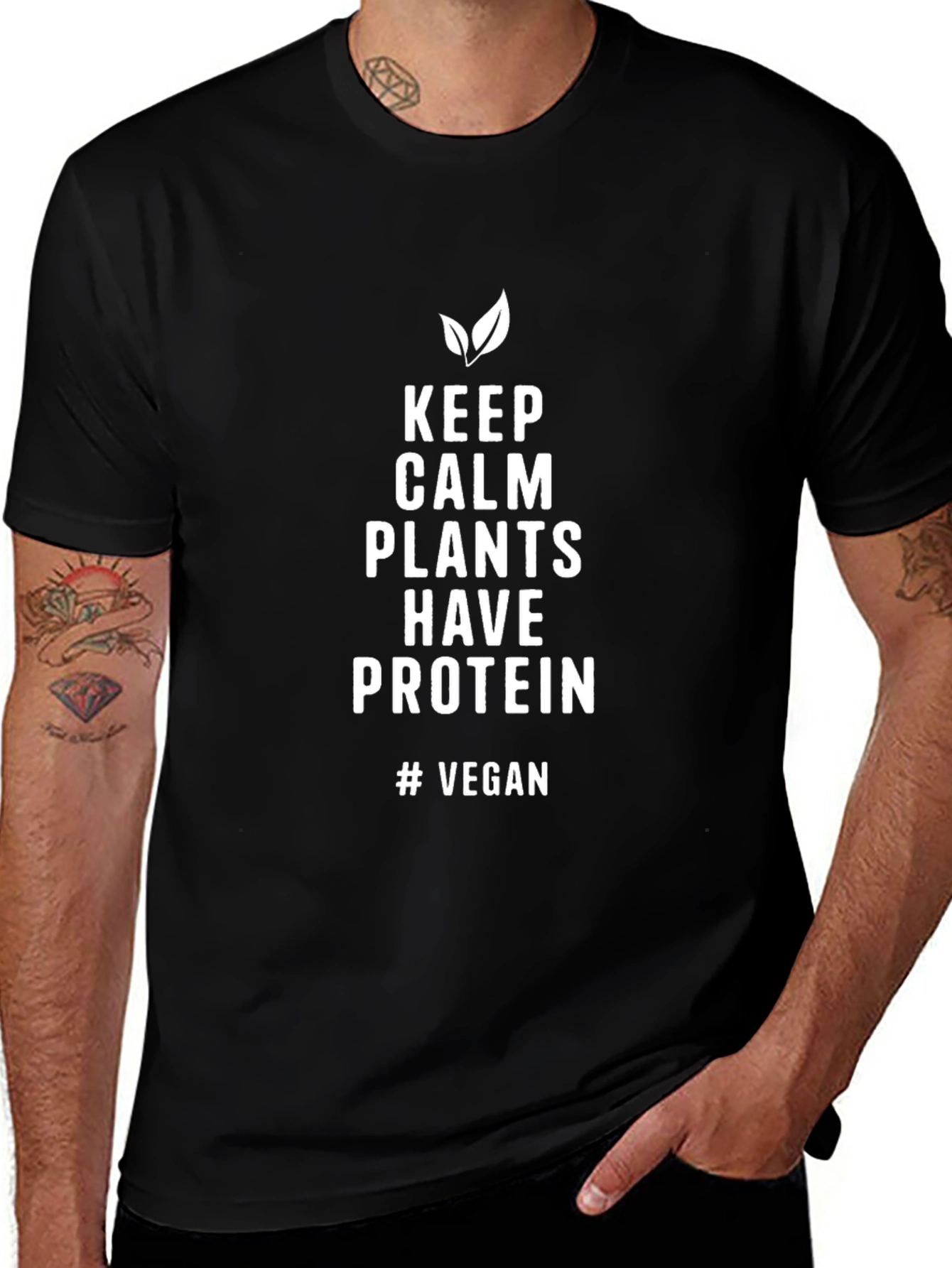 Vegan Slogan T-Shirt: Keep Calm Plants Have Protein