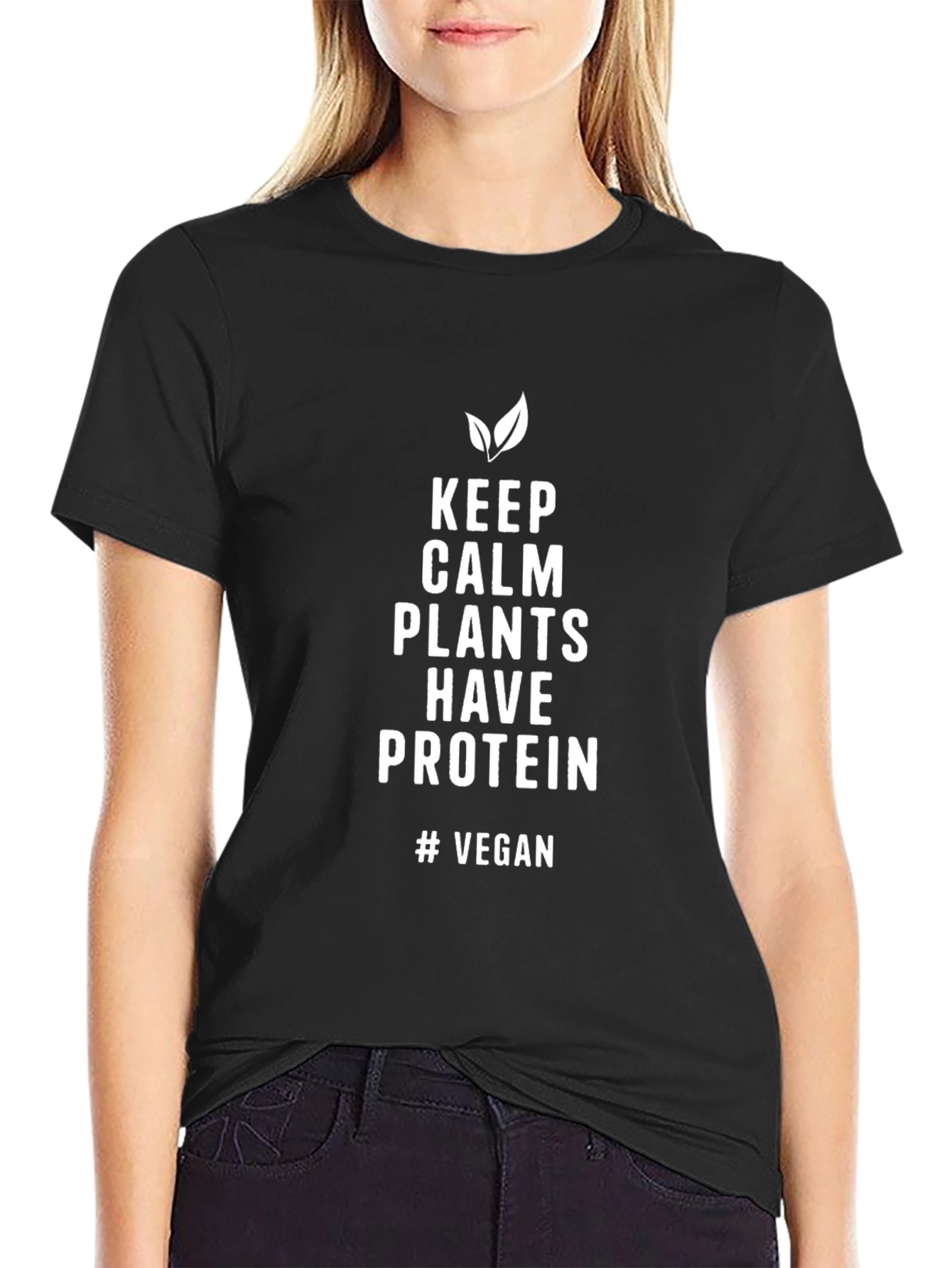 Vegan Slogan T-Shirt: Keep Calm Plants Have Protein