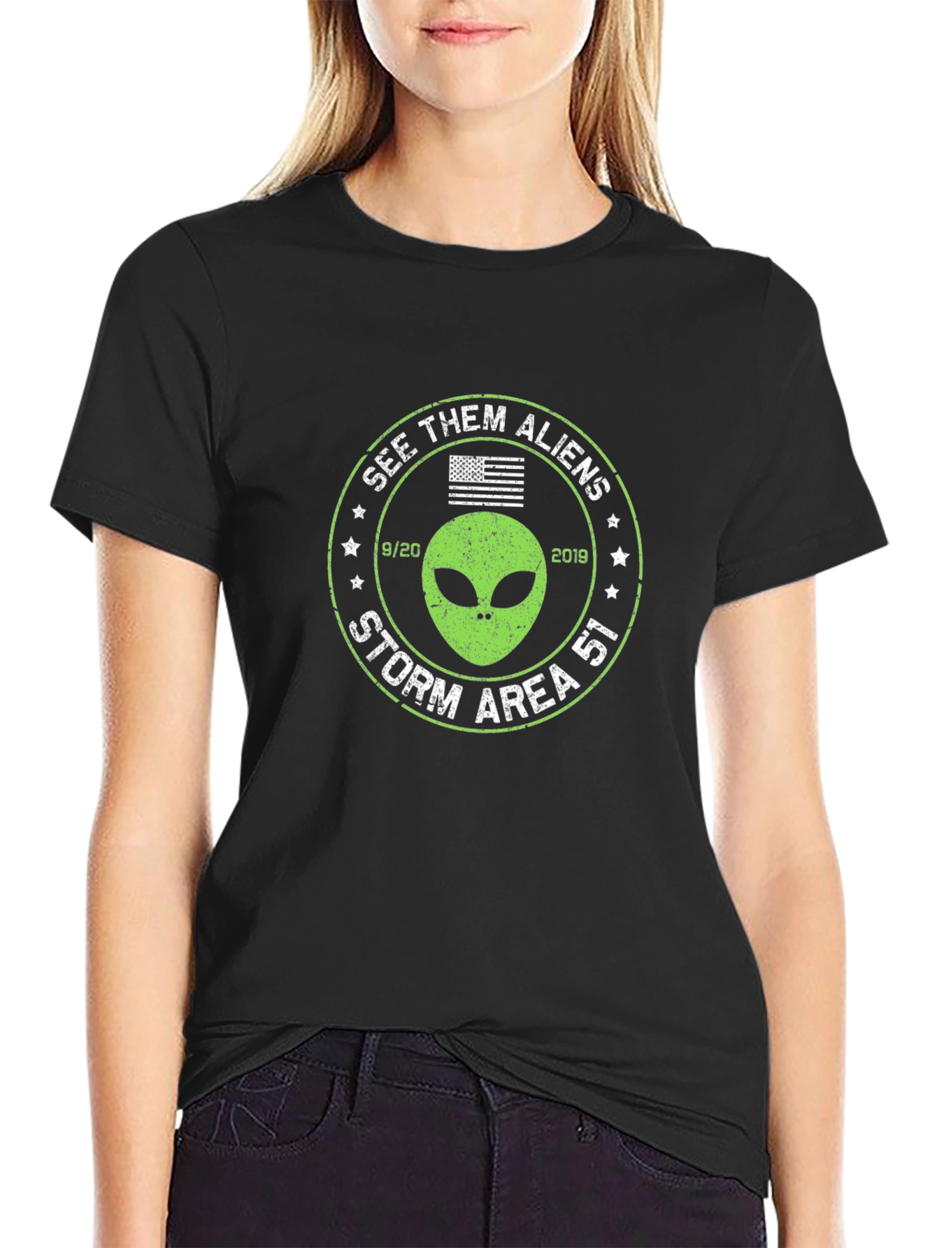 Storm Area 51 Alien Graphic Tee - Black