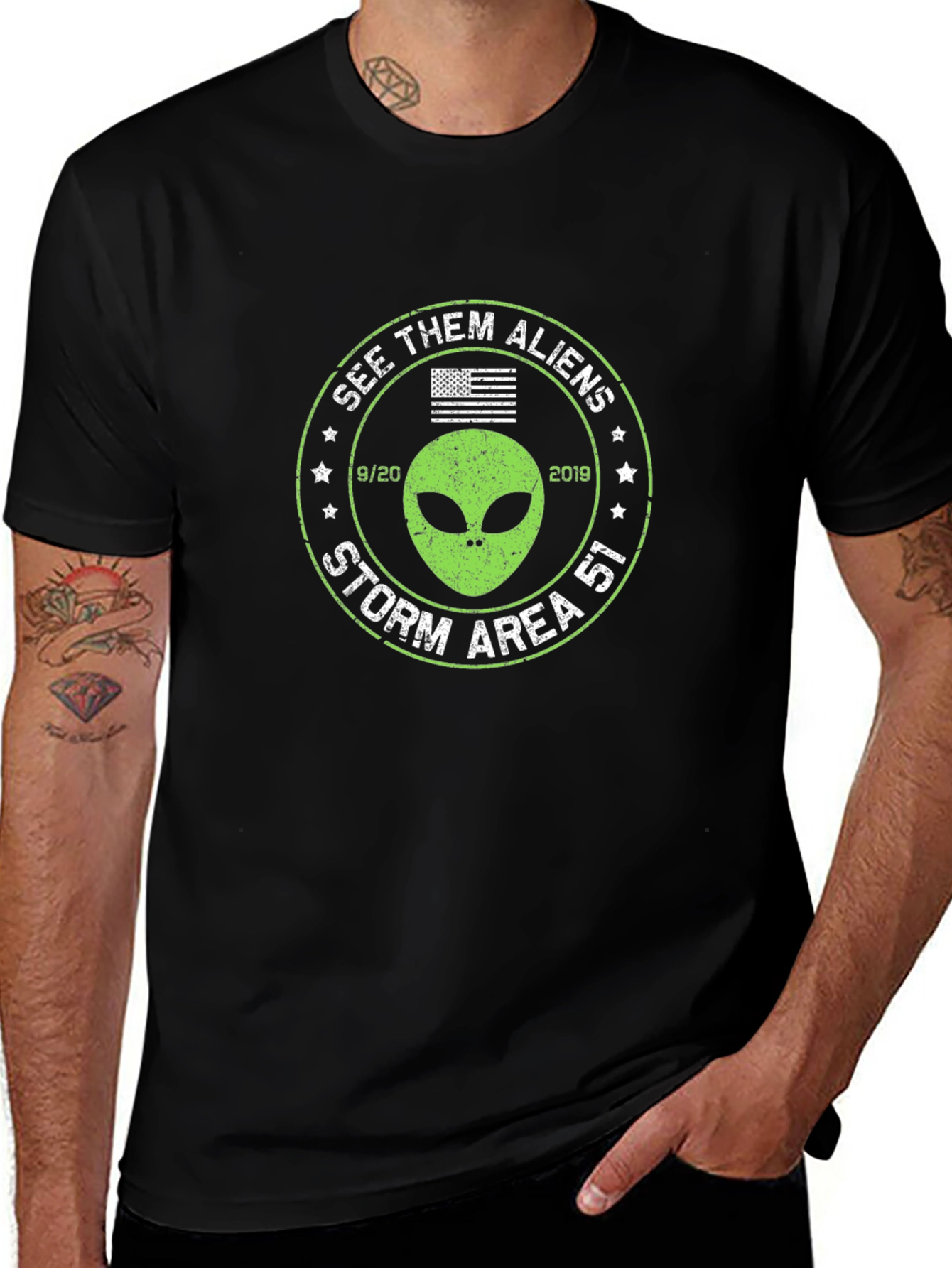 Storm Area 51 Alien Graphic Tee - Black