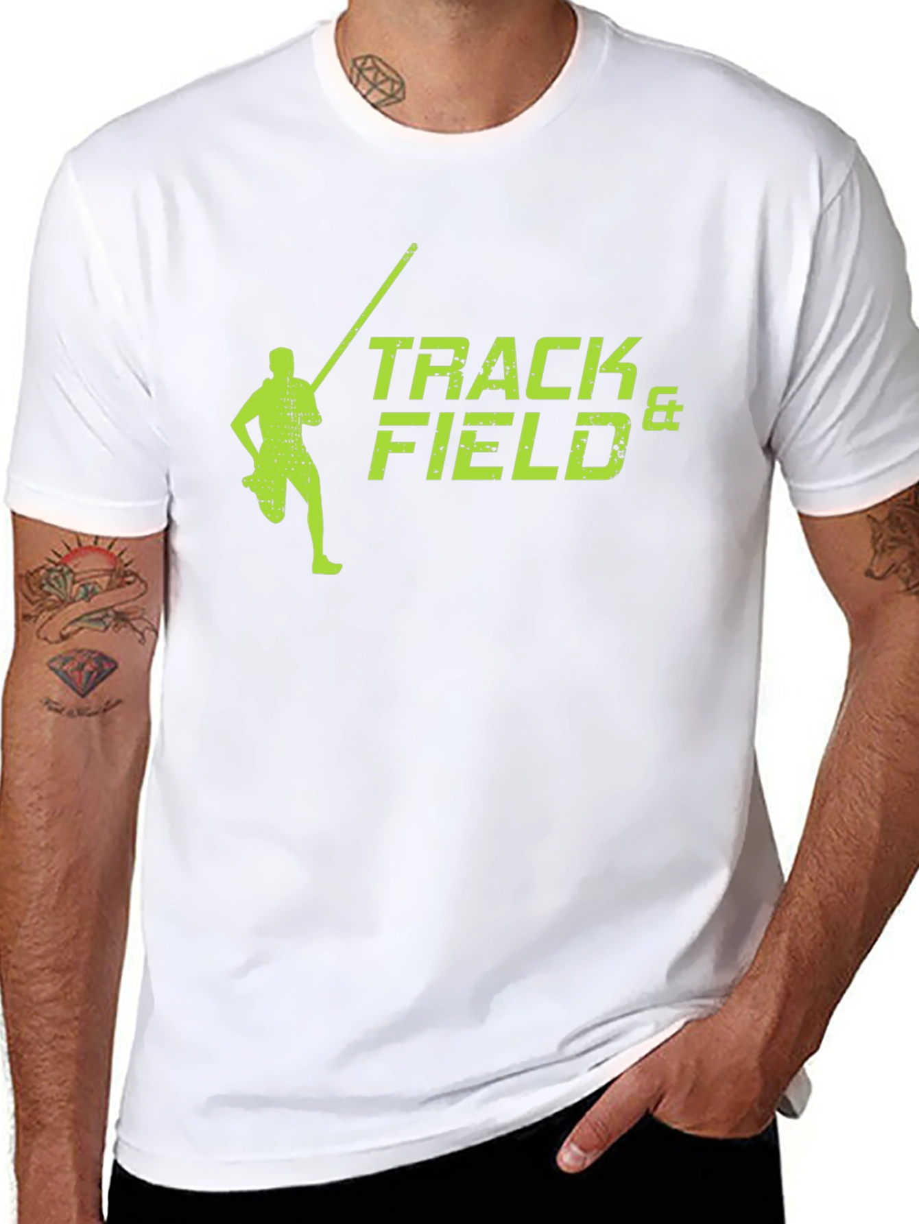 Track & Field Black T-Shirt Pole Vault Design