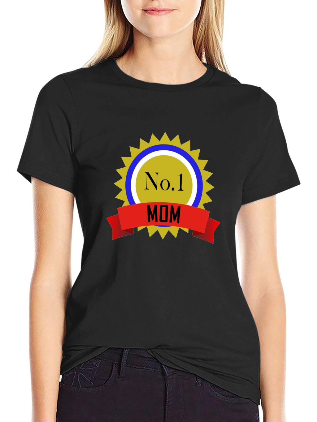 No.1 Mom T-Shirt - Black Cotton Blend