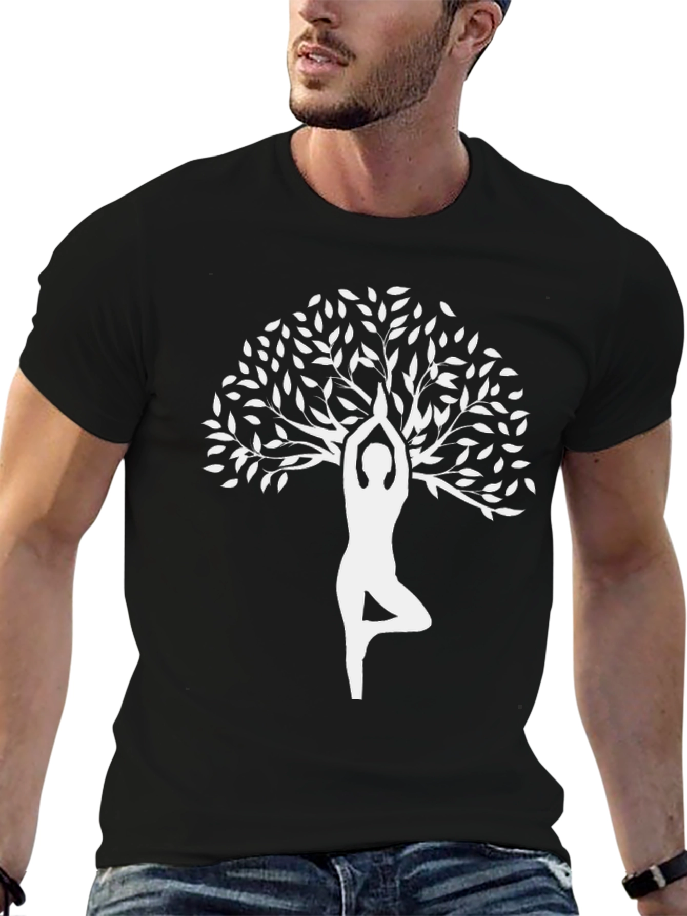 Yoga Tree Pose Graphic T-Shirt - Black