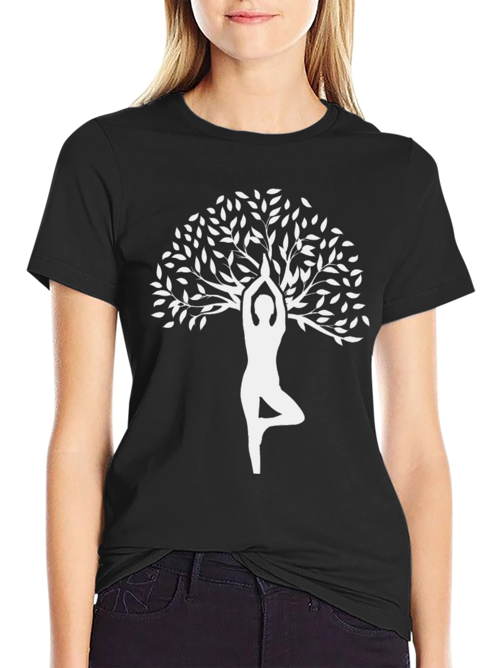 Yoga Tree Pose Graphic T-Shirt - Black