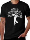 Yoga Tree Pose Graphic T-Shirt - Black
