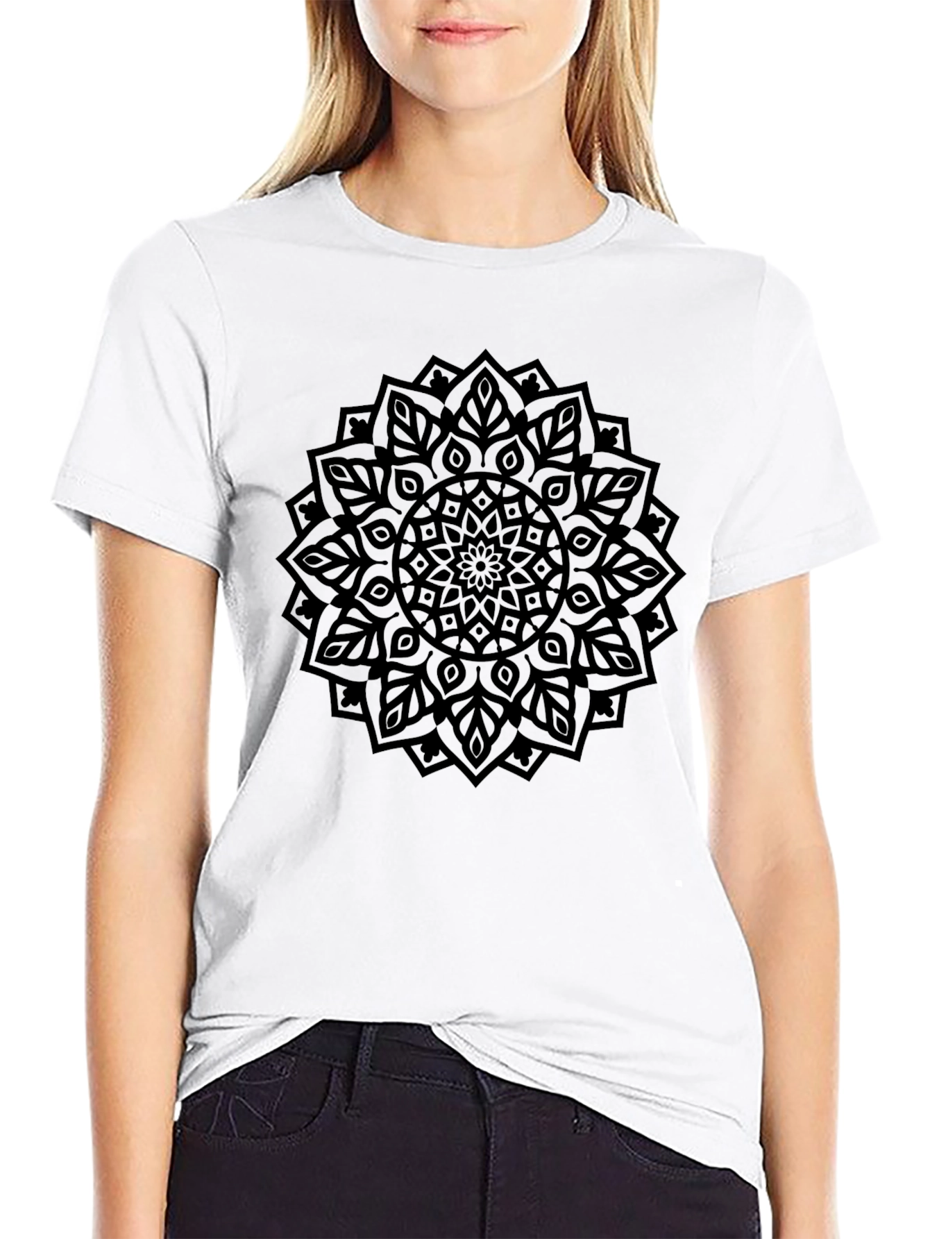 Black Mandala Graphic Print T-Shirt
