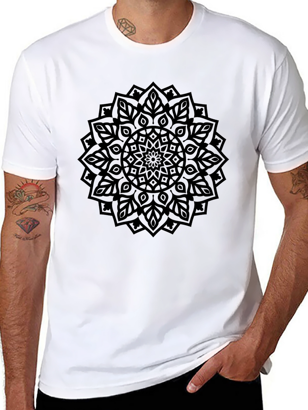 Black Mandala Graphic Print T-Shirt