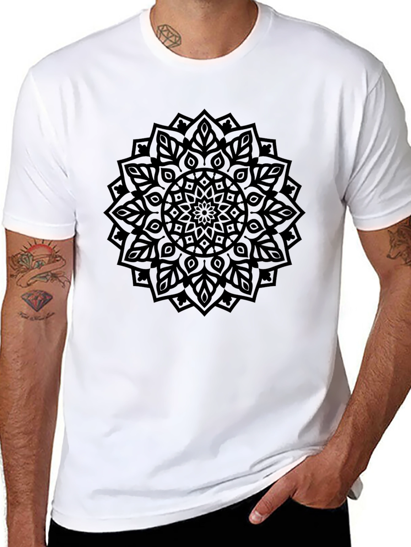 Black Mandala Graphic Print T-Shirt