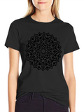 Black Mandala Graphic Print T-Shirt