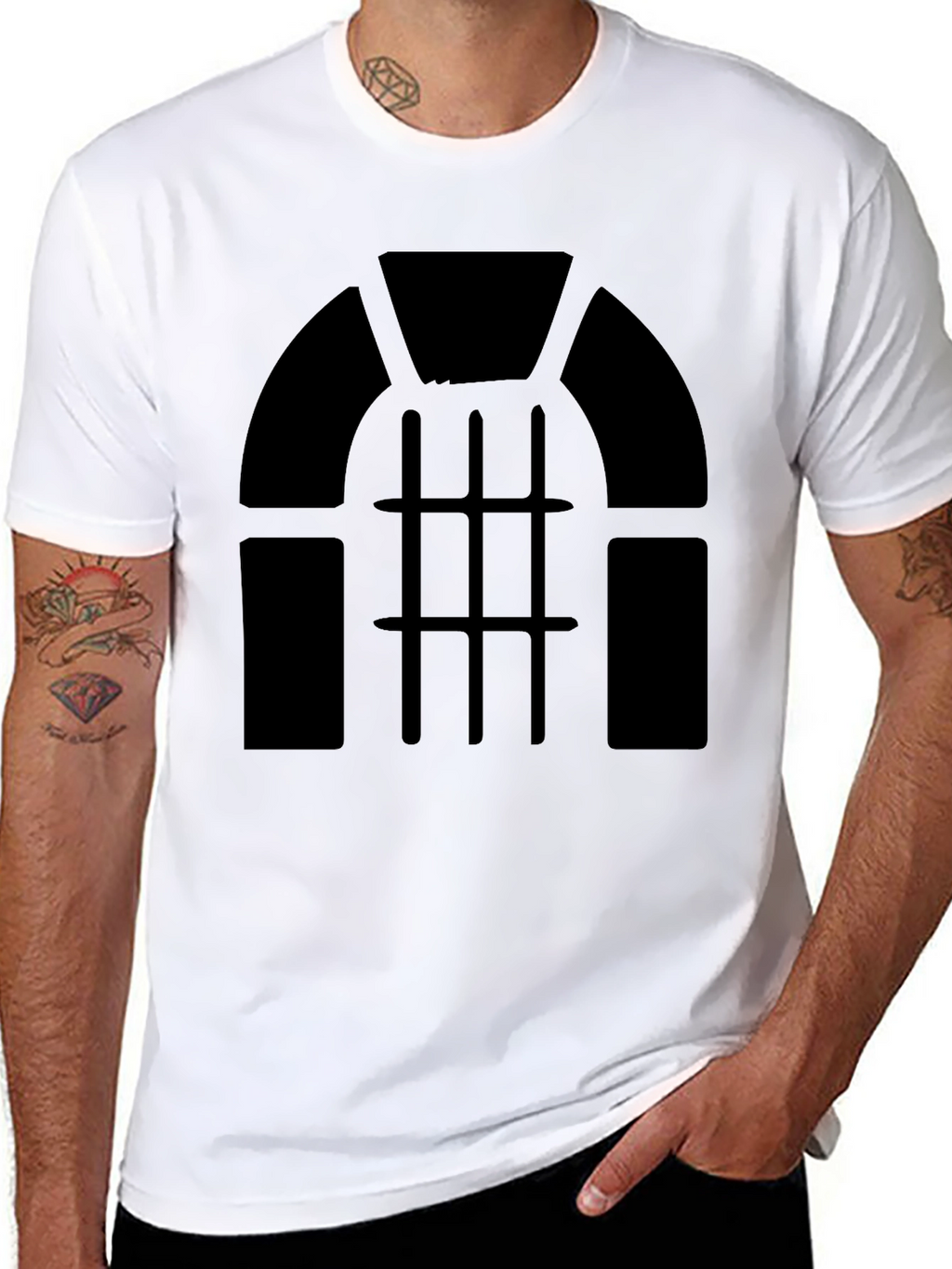 Jukebox Graphic Print Black T-Shirt for Men