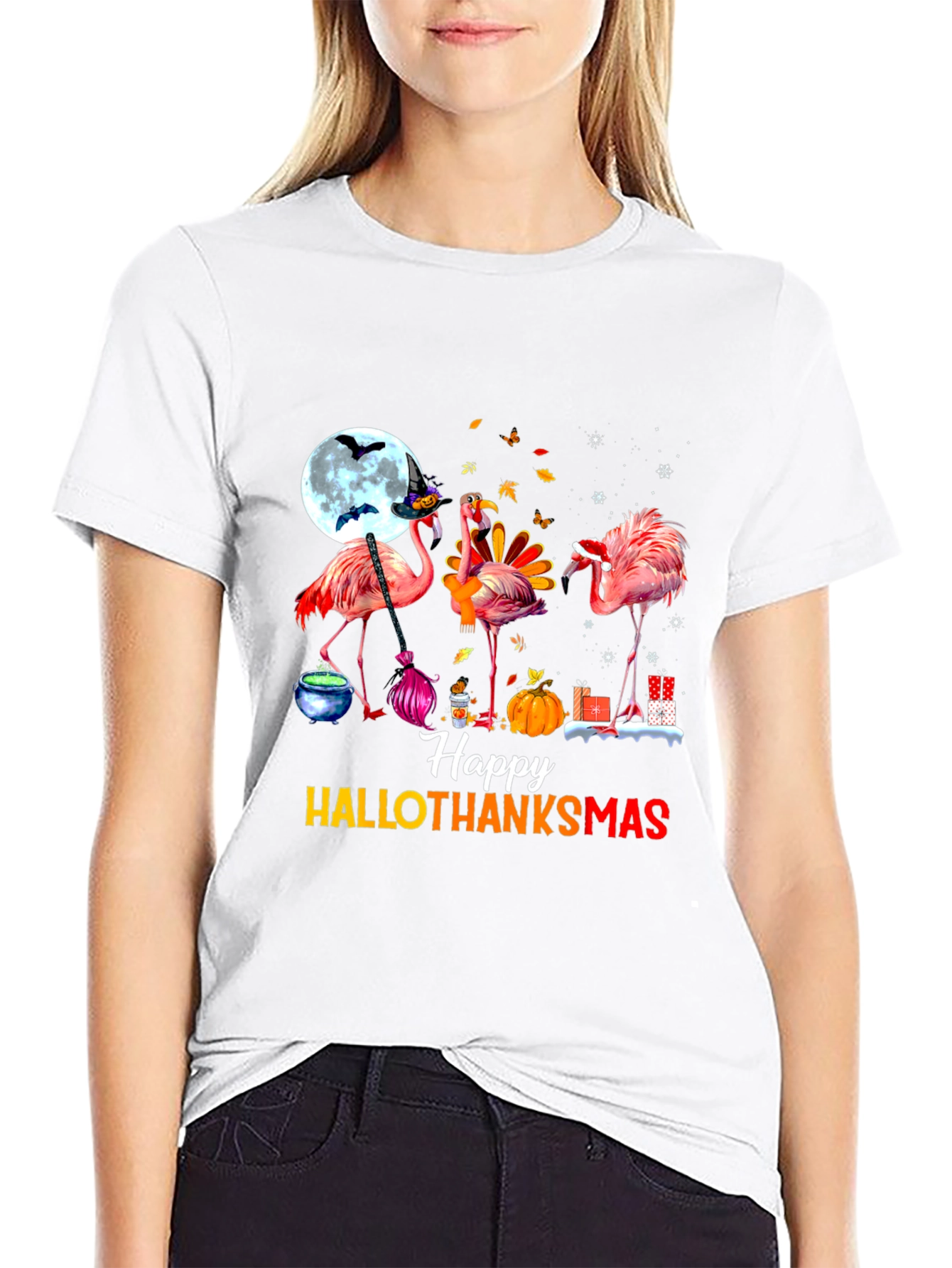Happy Hallothanksmas Flamingo T-Shirt
