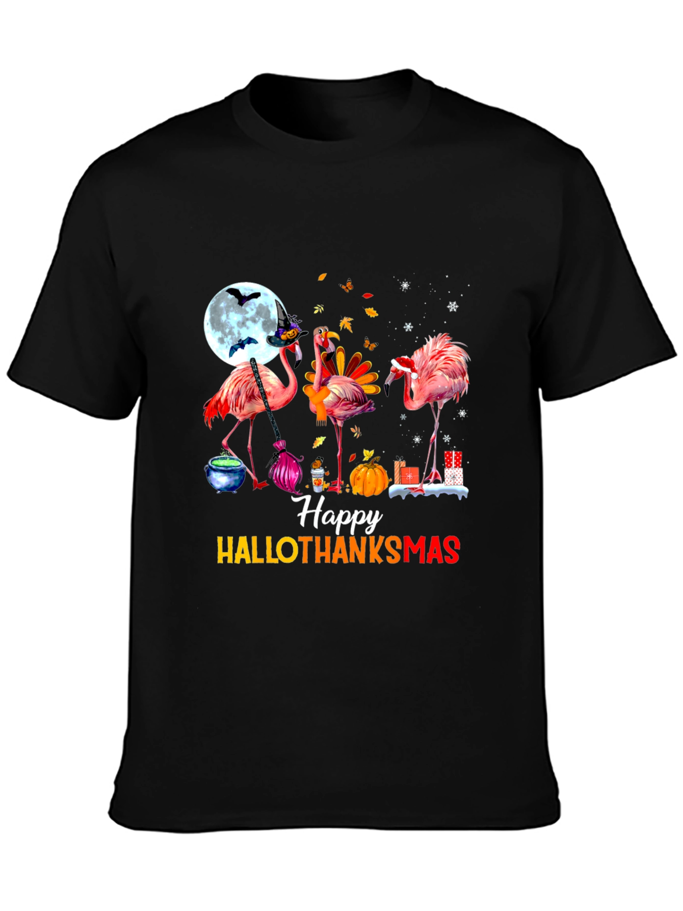 Happy Hallothanksmas Flamingo T-Shirt