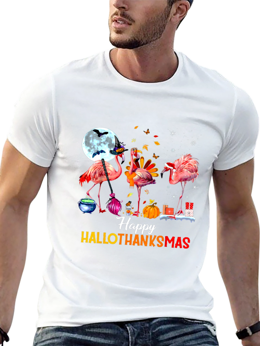 Happy Hallothanksmas Flamingo T-Shirt