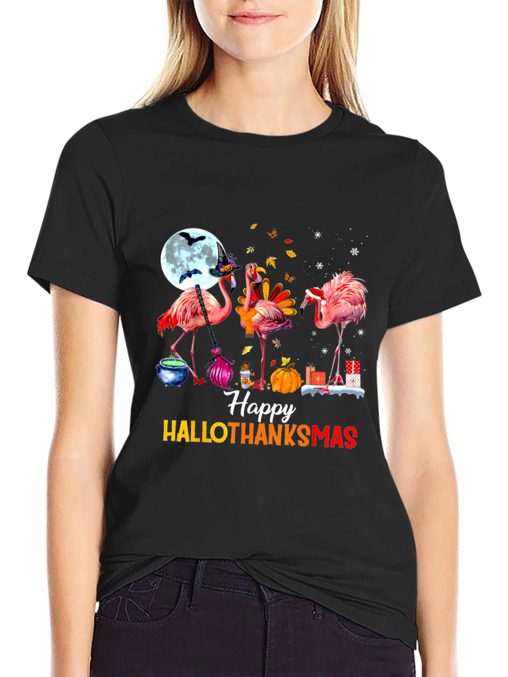 Happy Hallothanksmas Flamingo T-Shirt