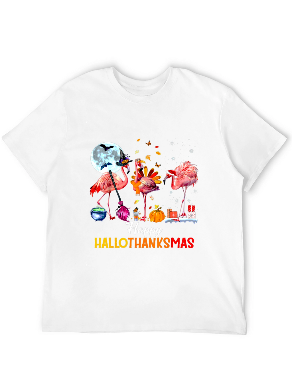 Happy Hallothanksmas Flamingo T-Shirt
