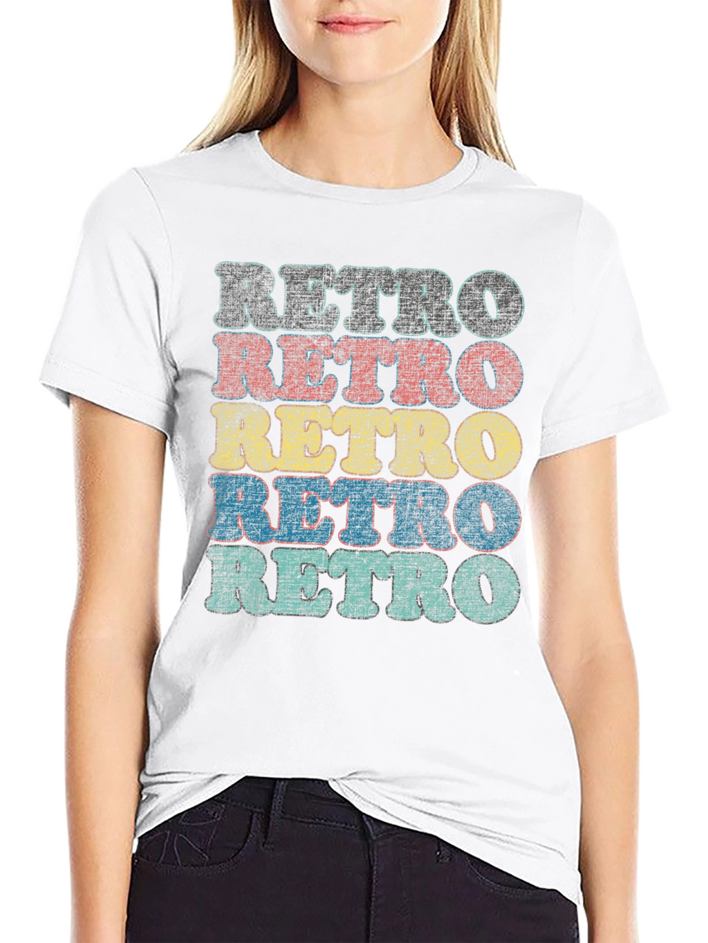 Retro Stacked Text Graphic T-Shirt