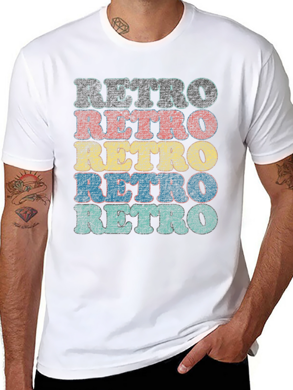 Retro Stacked Text Graphic T-Shirt